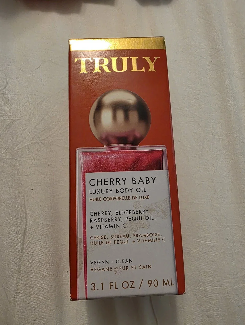 TRULY Cherry Baby Luxury Body Oil - Red and Gold Packaging
